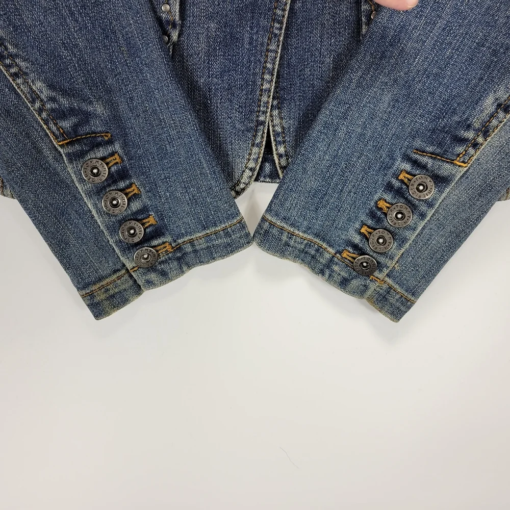 Tommy Hilfiger Vintage Y2K Denim Jean Jacket Women Medium Petite Grunge Punk - Picture 7 of 12